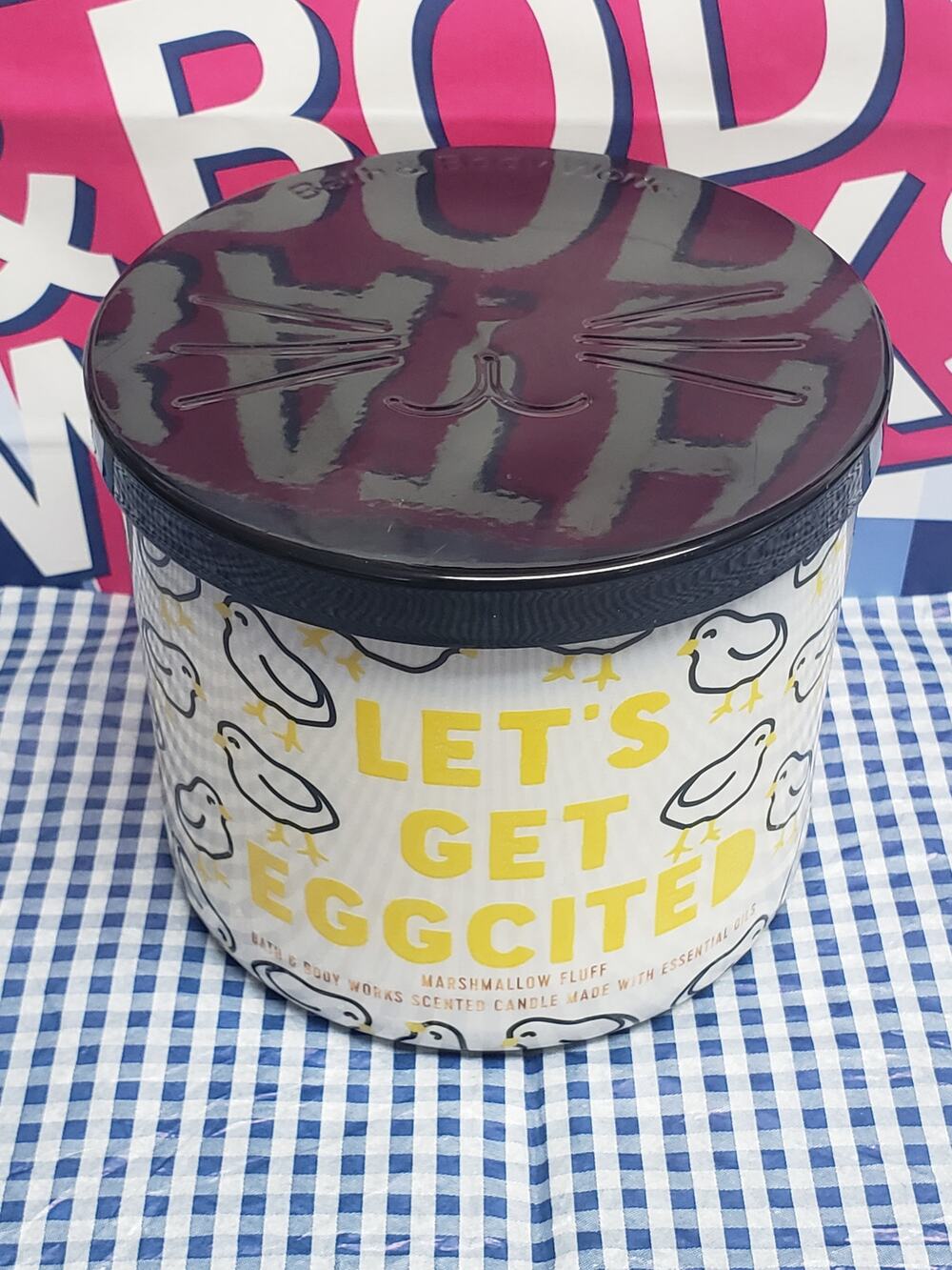 BBW LETS GET EGGCITED Marshmallow Fluff Large 3 Wick Candle Home Fragrance Decor